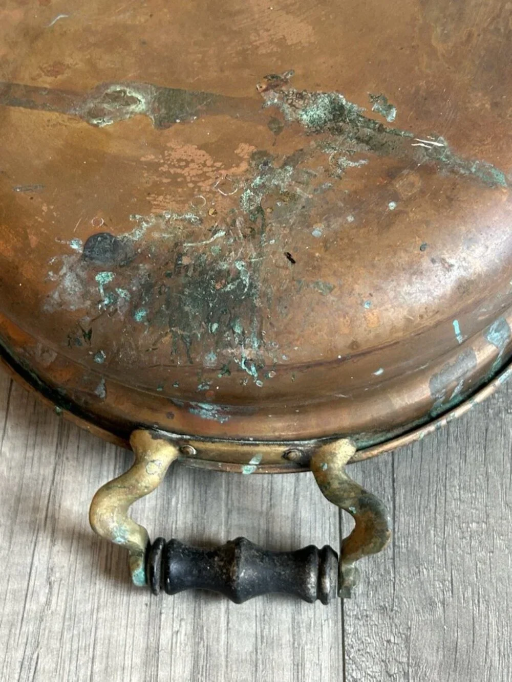 Vintage Manning Bowman Copper Pan Lid Handles Rustic Patina AS IS Cottagecore - Picture 12 of 16
